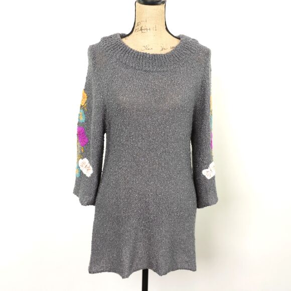 Soft Surroundings Carolina Embroidered Sweater 3/4 bell sleeve size S - Picture 3 of 12
